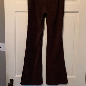 y2k vintage brown glittery low rise lace up suede flare pants